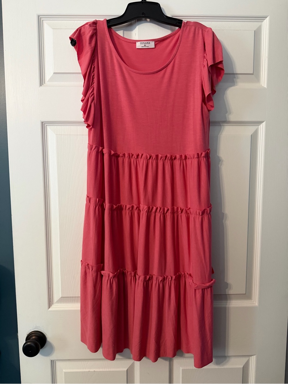 Zinnia Pink Tiered Ruffle Sleeve Dress